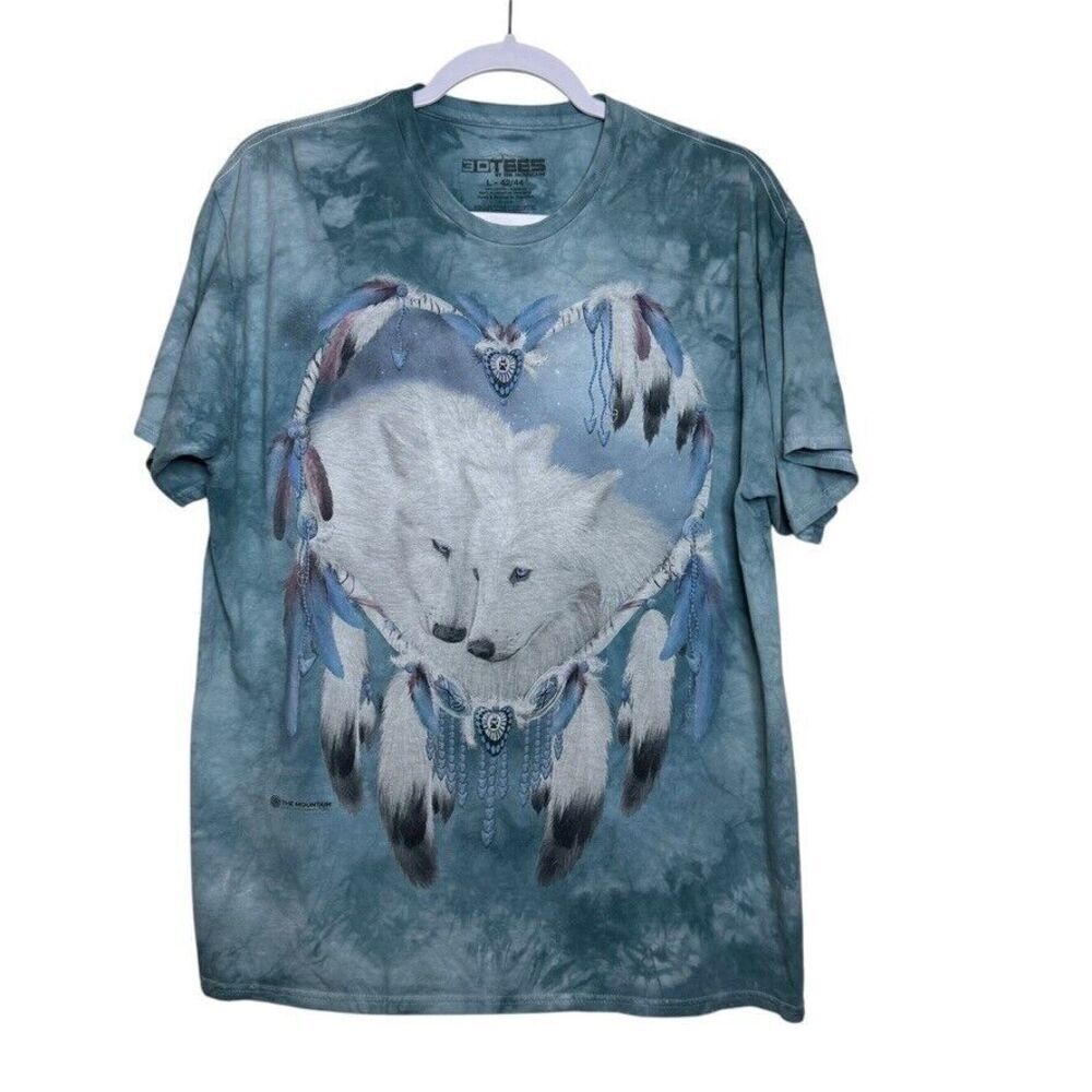 The Mountain Wolfes Men's L Green Tie Dye 100% Cotton T-Shirt Made in the USA